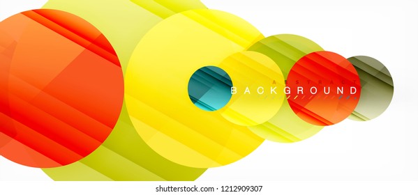 Fundo abstrato círculos coloridos brilhantes, design geométrico moderno, vetor