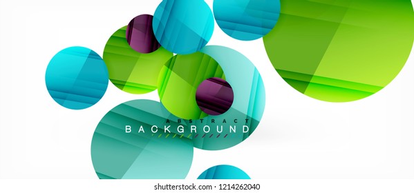 Glossy colorful circles abstract background, modern geometric design, vector