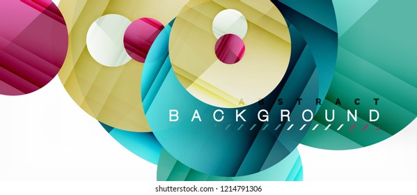Glossy colorful circles abstract background, modern geometric design, vector