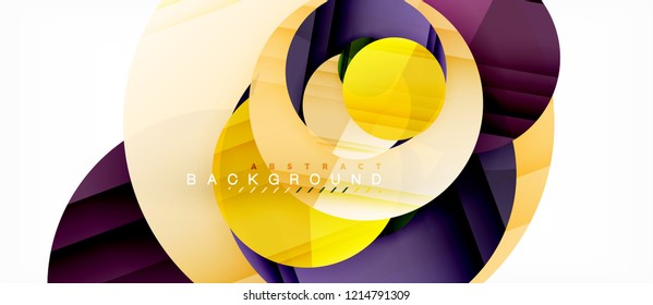 Glossy colorful circles abstract background, modern geometric design, vector