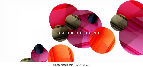Glossy colorful circles abstract background, modern geometric design, vector