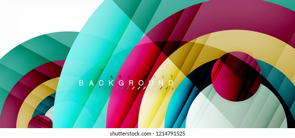 Glossy colorful circles abstract background, modern geometric design, vector