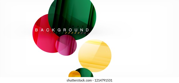 Glossy colorful circles abstract background, modern geometric design, vector