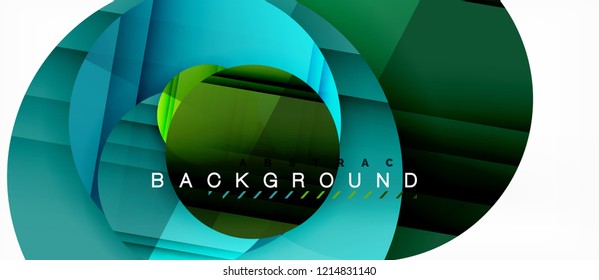 Glossy colorful circles abstract background, modern geometric design, vector