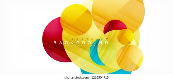 Glossy colorful circles abstract background, modern geometric design, vector