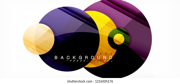 Glossy colorful circles abstract background, modern geometric design, vector