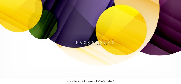 Glossy colorful circles abstract background, modern geometric design, vector