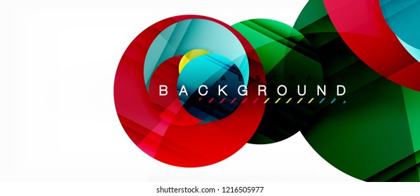 Glossy colorful circles abstract background, modern geometric design, vector