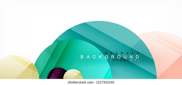 Glossy colorful circles abstract background, modern geometric design, vector