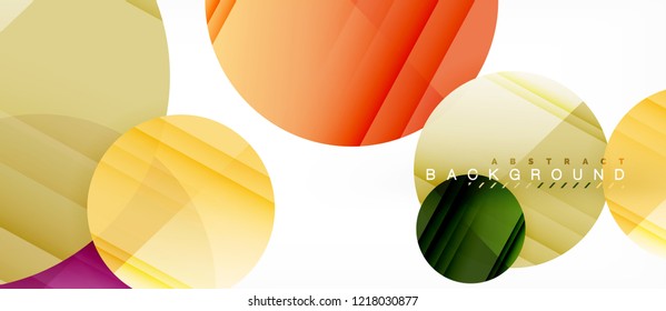 Glossy colorful circles abstract background, modern geometric design, vector