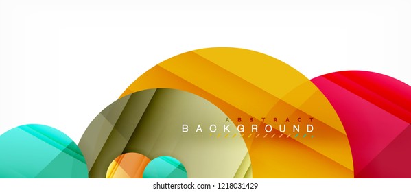Glossy colorful circles abstract background, modern geometric design, vector