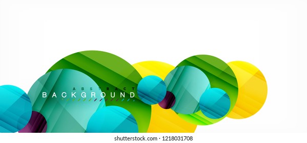 Glossy colorful circles abstract background, modern geometric design, vector