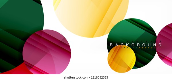 Glossy colorful circles abstract background, modern geometric design, vector