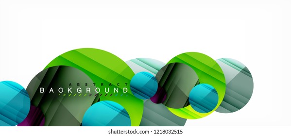 Glossy colorful circles abstract background, modern geometric design, vector