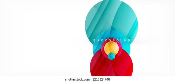 Glossy colorful circles abstract background, modern geometric design, vector