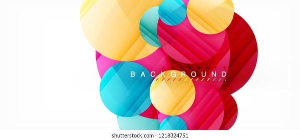 Glossy colorful circles abstract background, modern geometric design, vector