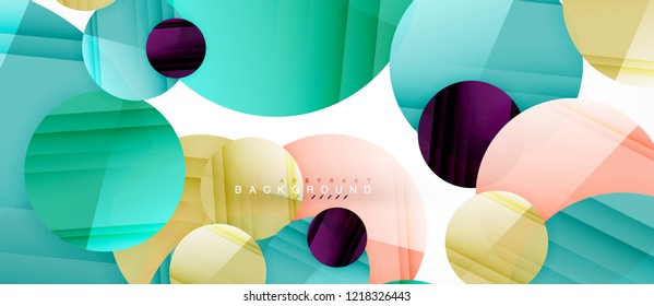 Glossy colorful circles abstract background, modern geometric design, vector