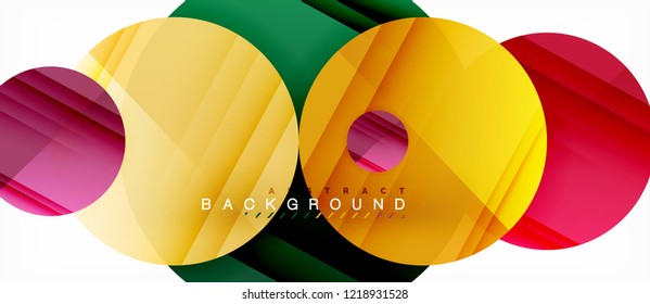 Glossy colorful circles abstract background, modern geometric design, vector