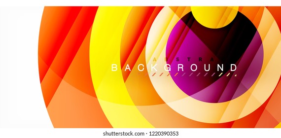 Glossy colorful circles abstract background, modern geometric design, vector