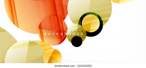 Glossy colorful circles abstract background, modern geometric design, vector
