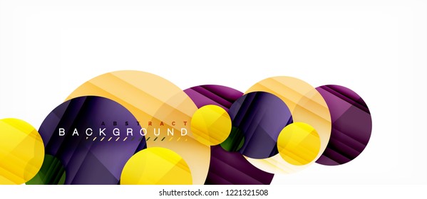 Glossy colorful circles abstract background, modern geometric design, vector
