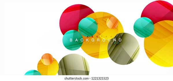 Glossy colorful circles abstract background, modern geometric design, vector