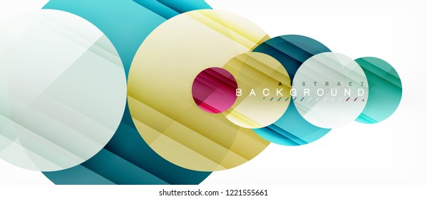 Glossy colorful circles abstract background, modern geometric design, vector
