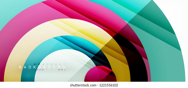 Glossy colorful circles abstract background, modern geometric design, vector