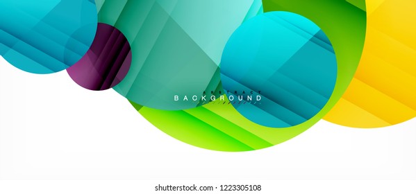 Glossy colorful circles abstract background, modern geometric design, vector