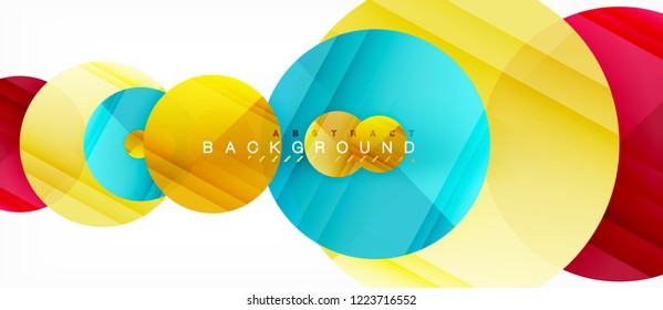 Glossy colorful circles abstract background, modern geometric design, vector