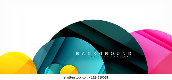 Glossy colorful circles abstract background, modern geometric design, vector