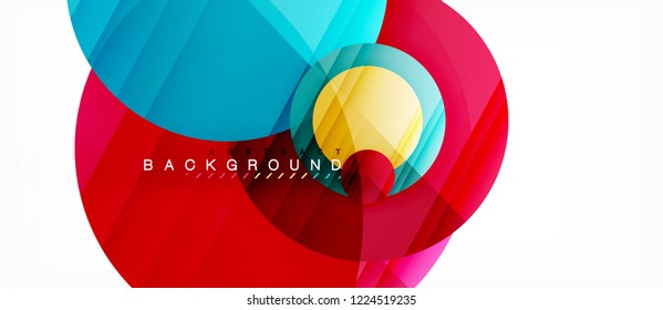 Glossy colorful circles abstract background, modern geometric design, vector