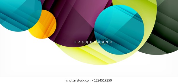 Glossy colorful circles abstract background, modern geometric design, vector