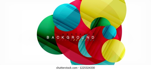 Glossy colorful circles abstract background, modern geometric design, vector
