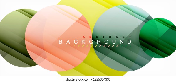 Glossy colorful circles abstract background, modern geometric design, vector