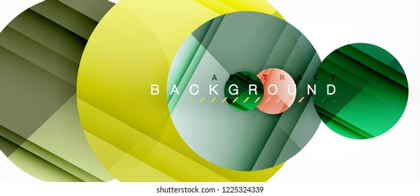 Glossy colorful circles abstract background, modern geometric design, vector