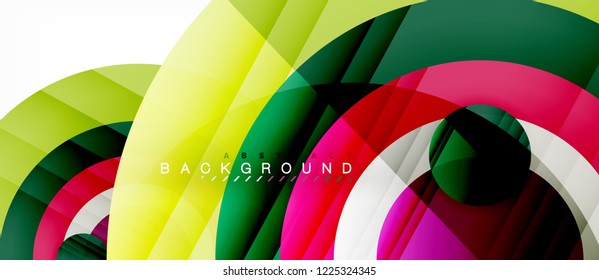 Glossy colorful circles abstract background, modern geometric design, vector