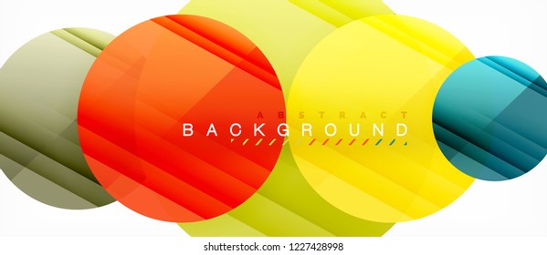 Glossy colorful circles abstract background, modern geometric design, vector
