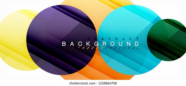 Glossy colorful circles abstract background, modern geometric design, vector
