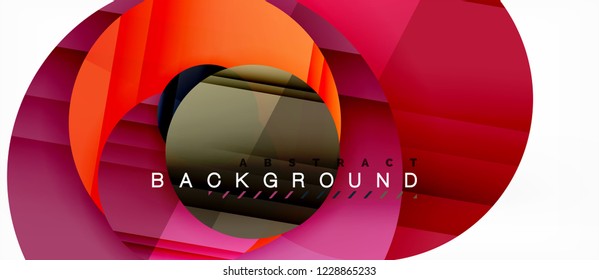 Glossy colorful circles abstract background, modern geometric design, vector