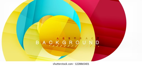Glossy colorful circles abstract background, modern geometric design, vector