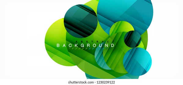 Glossy colorful circles abstract background, modern geometric design, vector