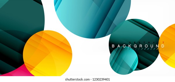 Glossy colorful circles abstract background, modern geometric design, vector