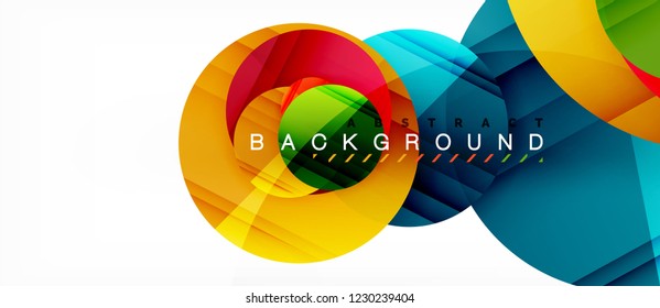 Glossy colorful circles abstract background, modern geometric design, vector