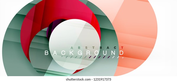 Glossy colorful circles abstract background, modern geometric design, vector