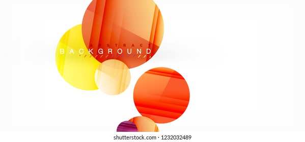 Glossy colorful circles abstract background, modern geometric design, vector