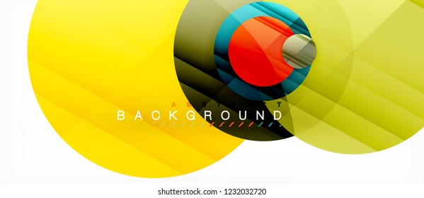 Glossy colorful circles abstract background, modern geometric design, vector