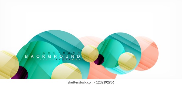 Glossy colorful circles abstract background, modern geometric design, vector