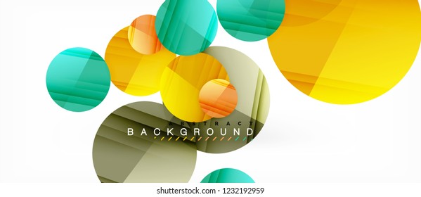 Glossy colorful circles abstract background, modern geometric design, vector