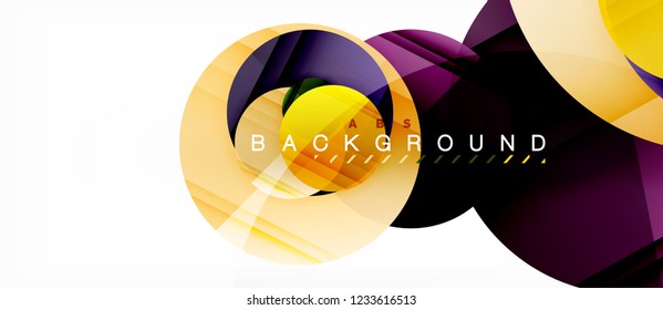 Glossy colorful circles abstract background, modern geometric design, vector